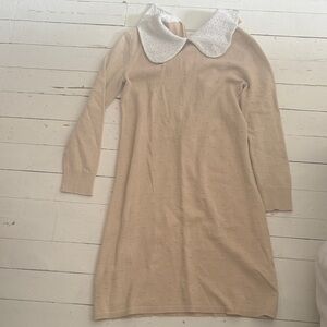 Elegant Cream Dress with White Collar